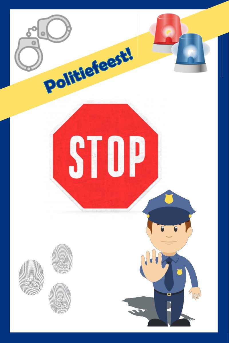 8 Politie-uitnodigingen + Politiefeestje