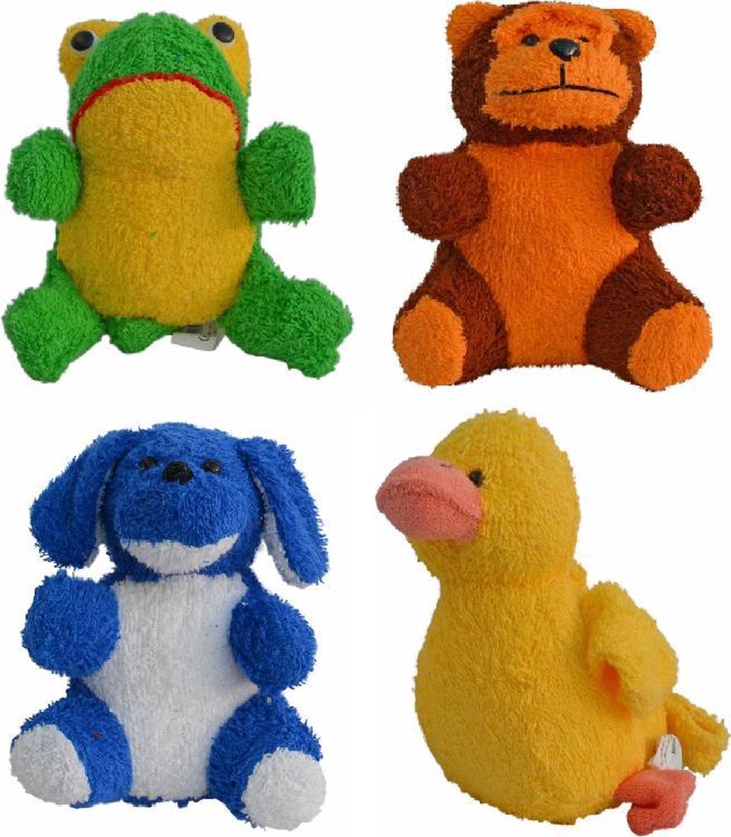 Set van 4 Baby Badstof Knuffel Sponzen - 15 cm