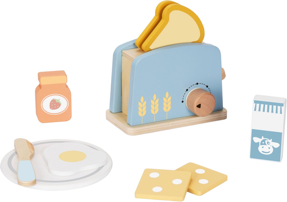Houten Broodrooster Speelgoed – FSC Hout Ontbijtset Met Accessoires – Rollenspel Keuken voor Kinderen – Speelgoed Eten en Drinken