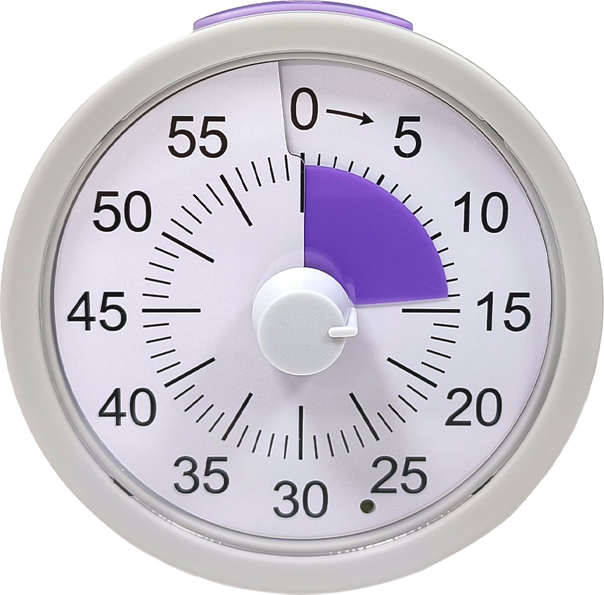   - Timer - Wit/Paars - Rond - Klok - Magneet - Tijd - Kinderen - Volwassenen - Leren - School
