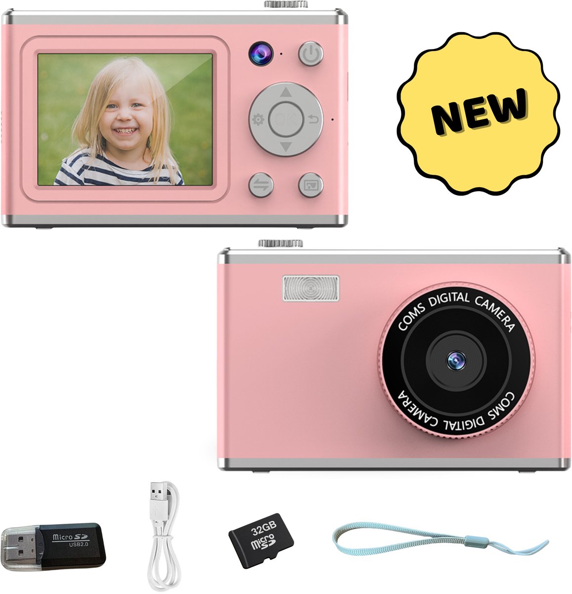   Digitale Kindercamera - 48MP - Digitale Camera Kinderen - 32GB SD kaart - Full HD Foto en Video - Spelletjes - Kinder camera - Roze