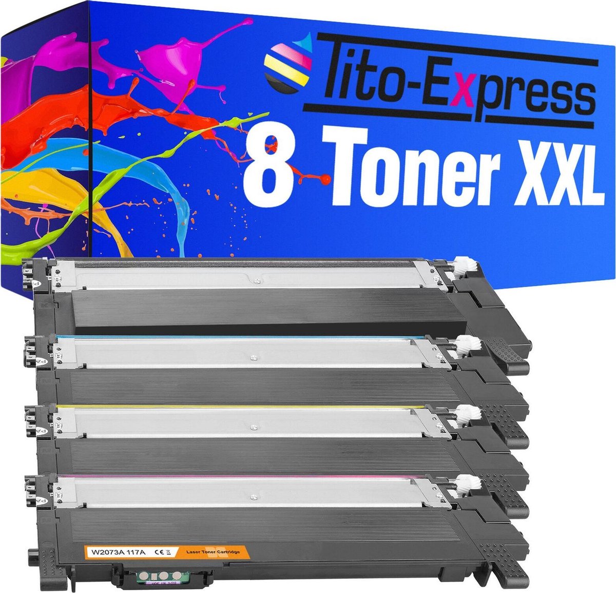 Tito-Express Platinum Serie 8 Toners XXL compatibel met HP W2070A W2071A W2072A W2073A 117A