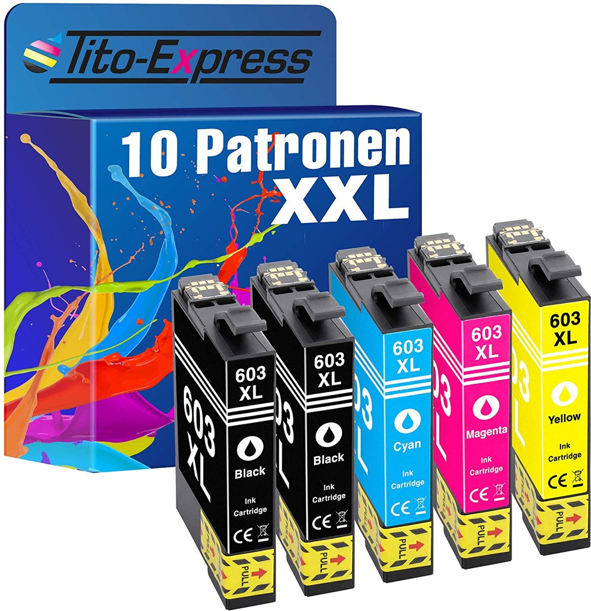 Tito-Express Platinum Series 10 cartridges TE-603XL compatibel met Epson Zwart 17ml, kleur 15ml XXL inhoud