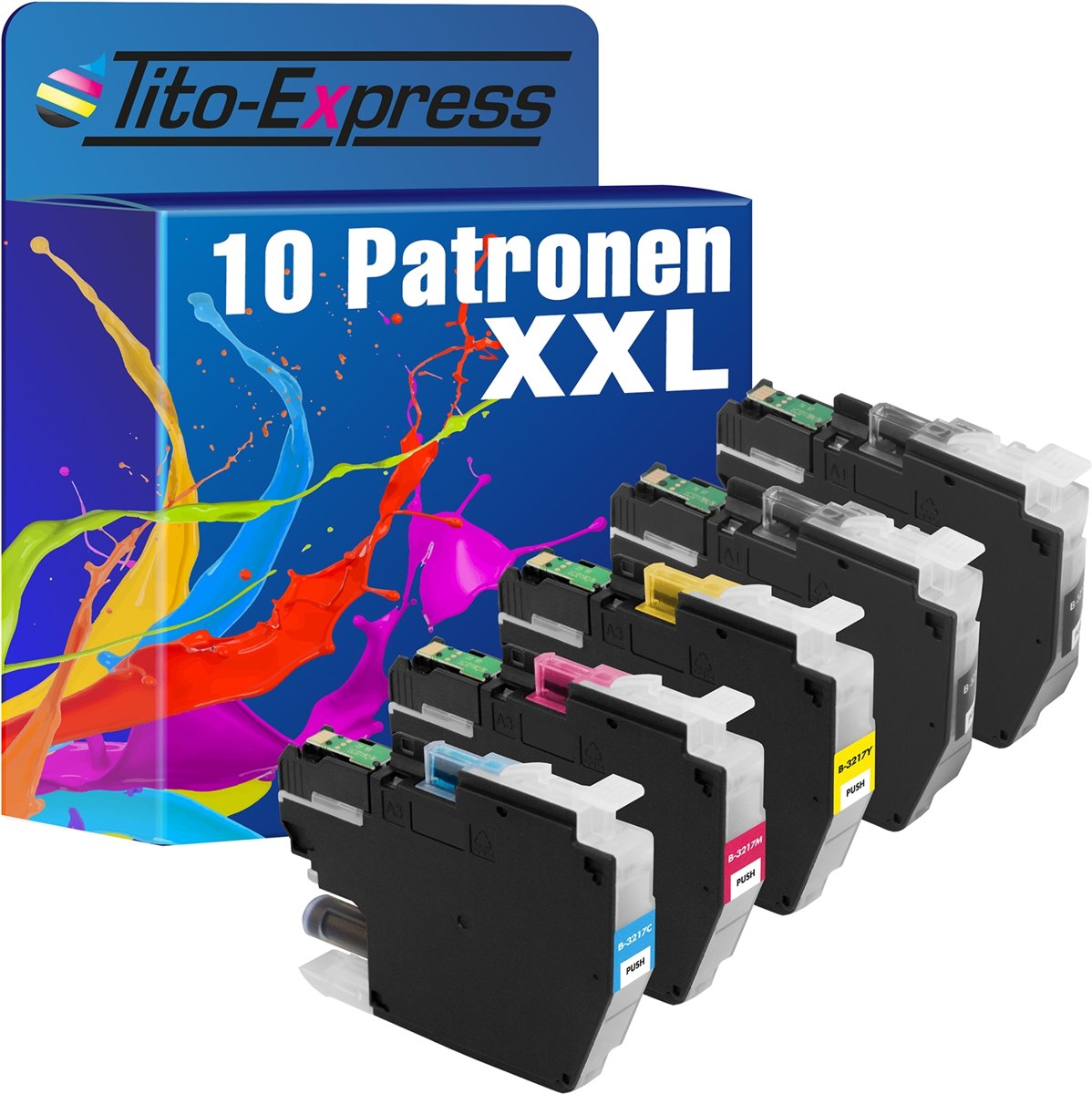 Tito-Express PlatinumSerie 10 x Cartridges XXL Alternatief voor de Brother LC-3217 XL