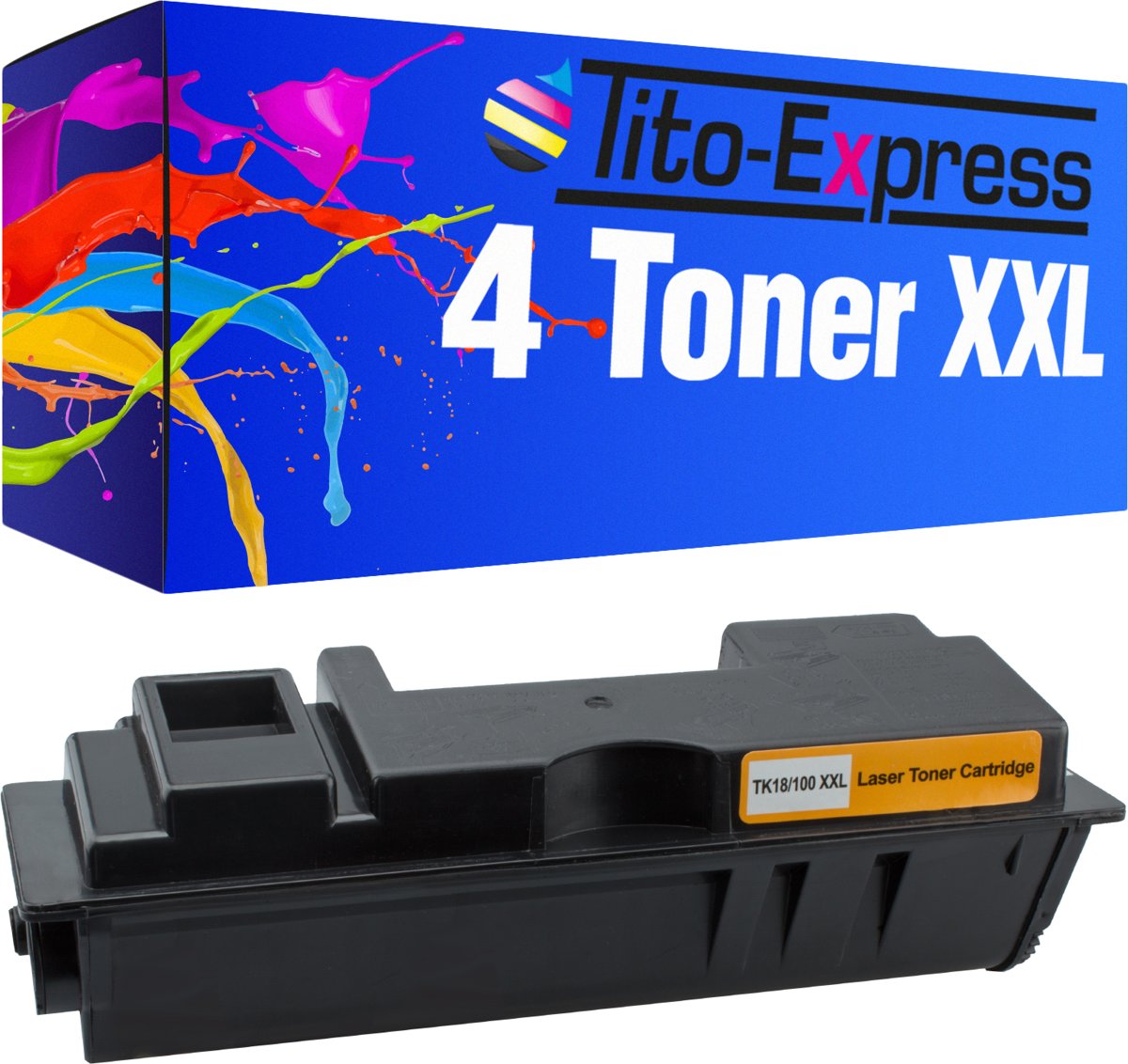 Tito-Express PlatinumSerie 4 toner voor Kyocera Mita TK-18 XXL zwart 60.000 paginas PlatinumSerie Kyocera Mita FS-1018 MFP / FS-1020 / FS-1020 D / FS-1020 DN / FS-1020 DT / FS-1020 DTN / FS-1118 F MFP / FS-1118 FDP MFP / FS-1118 MFP / Copystar