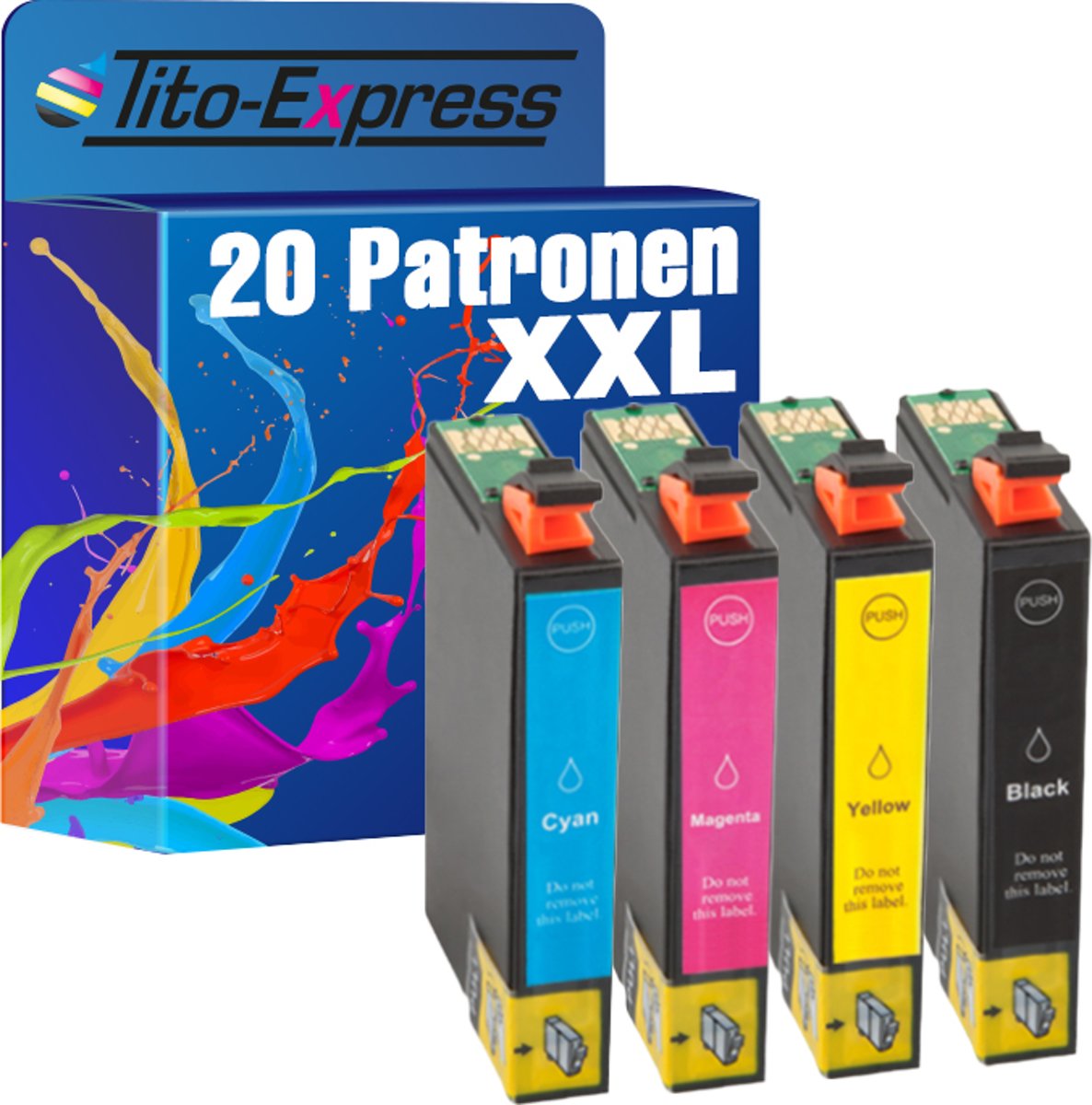 Tito-Express PlatinumSerie PlatinumSerie 20 patronen XXL compatibel voor Epson TE 502XL Epson workforce WF2860 DWF WF2865 DWF Epson expression home XP5100 XP5105 XP5115 Epson Expression Home: XP-5100 Series / XP-5105 / XP-5115