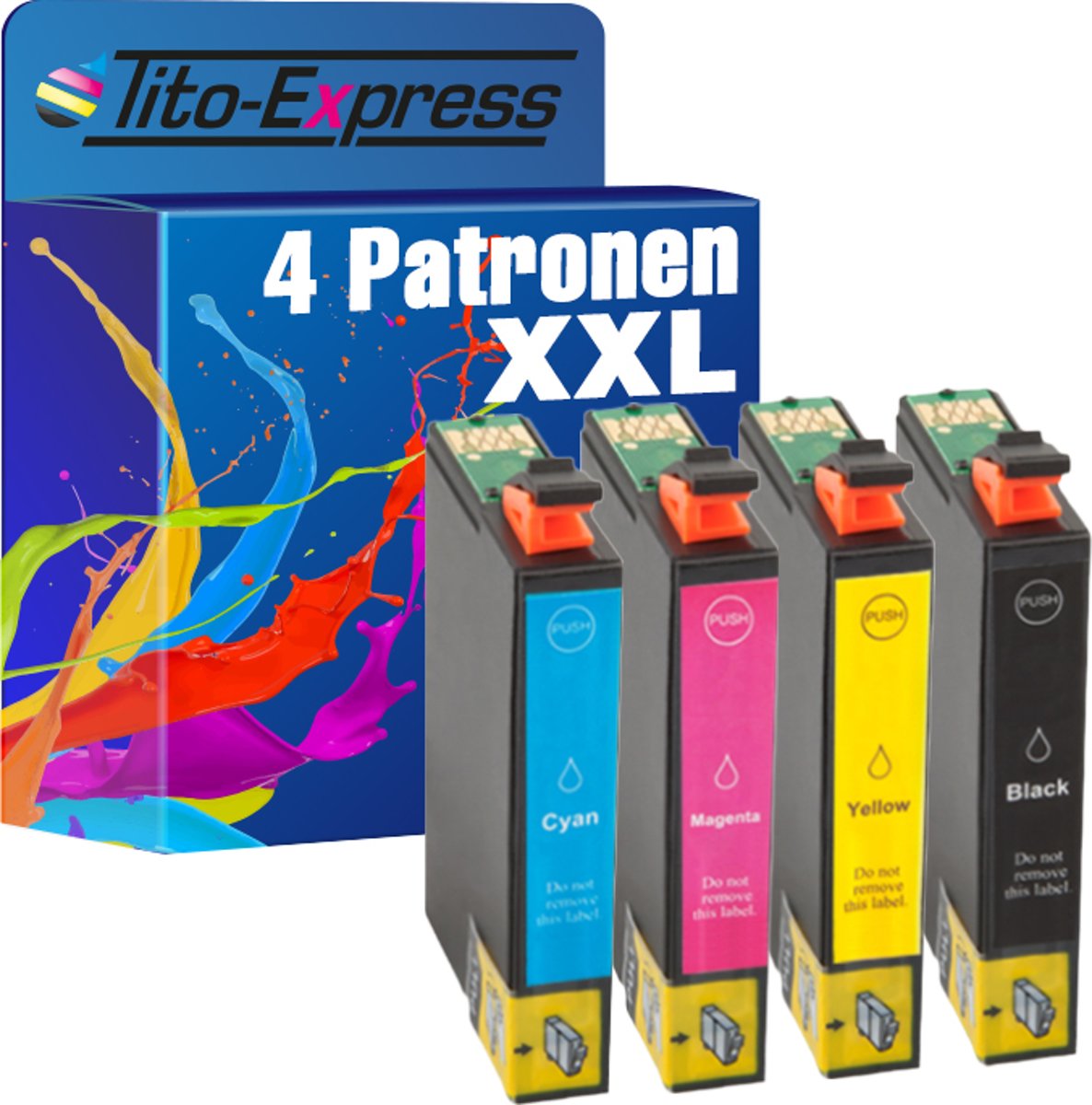 Tito-Express PlatinumSerie PlatinumSerie 4 cartridges XXL compatibel voor Epson TE 502XL Epson workforce WF2860 DWF WF2865 DWF Epson expression home XP5100 XP5105 XP5115 Epson Expression Home: XP-5100 Series / XP-5105 / XP-5115