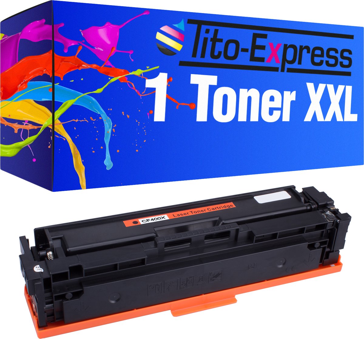 Tito-Express PlatinumSerie PlatinumSerie® 1 x toner XXL geschikt voor HP Color LaserJet Pro M250 serie M252 CF400X N.v.t. 201A 201 X zwart M 250 Series / M 252 N / M 252 DW / M 270 Series / M 274 N / M 274 DN / MFP M 277 N / MFP M 277 DW