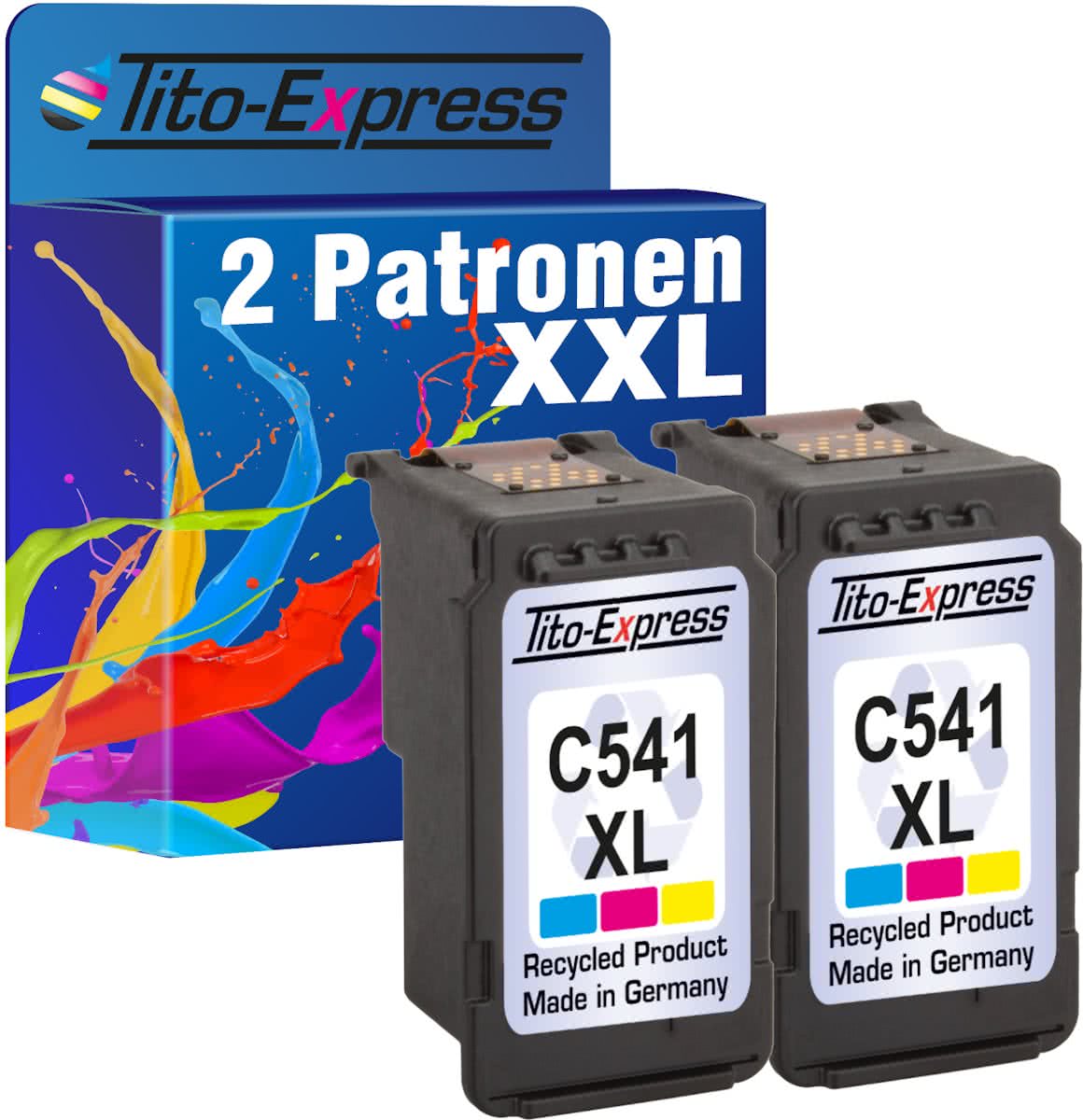 Tito-Express PlatinumSerie PlatinumSerie® 2 Patronen voor Canon CL-541 XL Color MG2140 / MG2150 / MG2250 / MG3140 / MG3150 / MG3250 / MG3255 / MG3550 / MG4140 / MG4150 / MG4250 / MX370 / MX375 / MX395 / MX435 / MX455 / MX515 / MX525