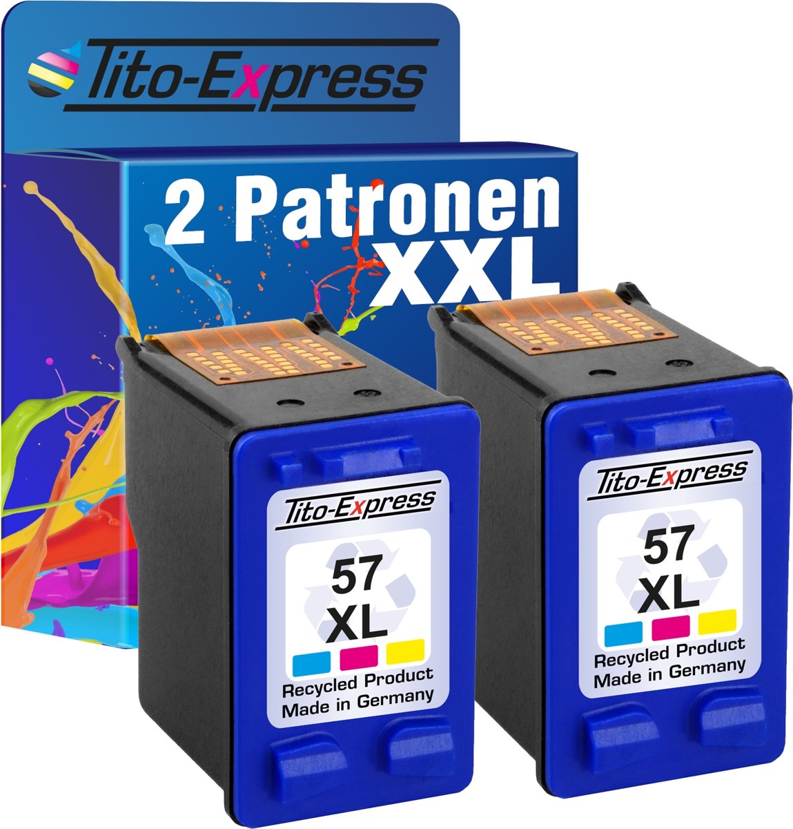 Tito-Express PlatinumSerie PlatinumSerie® 2 x  gerecyccartridge voor HP 57 XL kleur Photosmart 7100 7600 7655 7660 7700 7755 7760 7762 HP Deskjet: 450CBI / 450CI / 450WBT / 5145 / 5150 / 5150W / 5151 / 5550 / 5550C / 5551 / 5552 / 5650 / 5650W / 5652