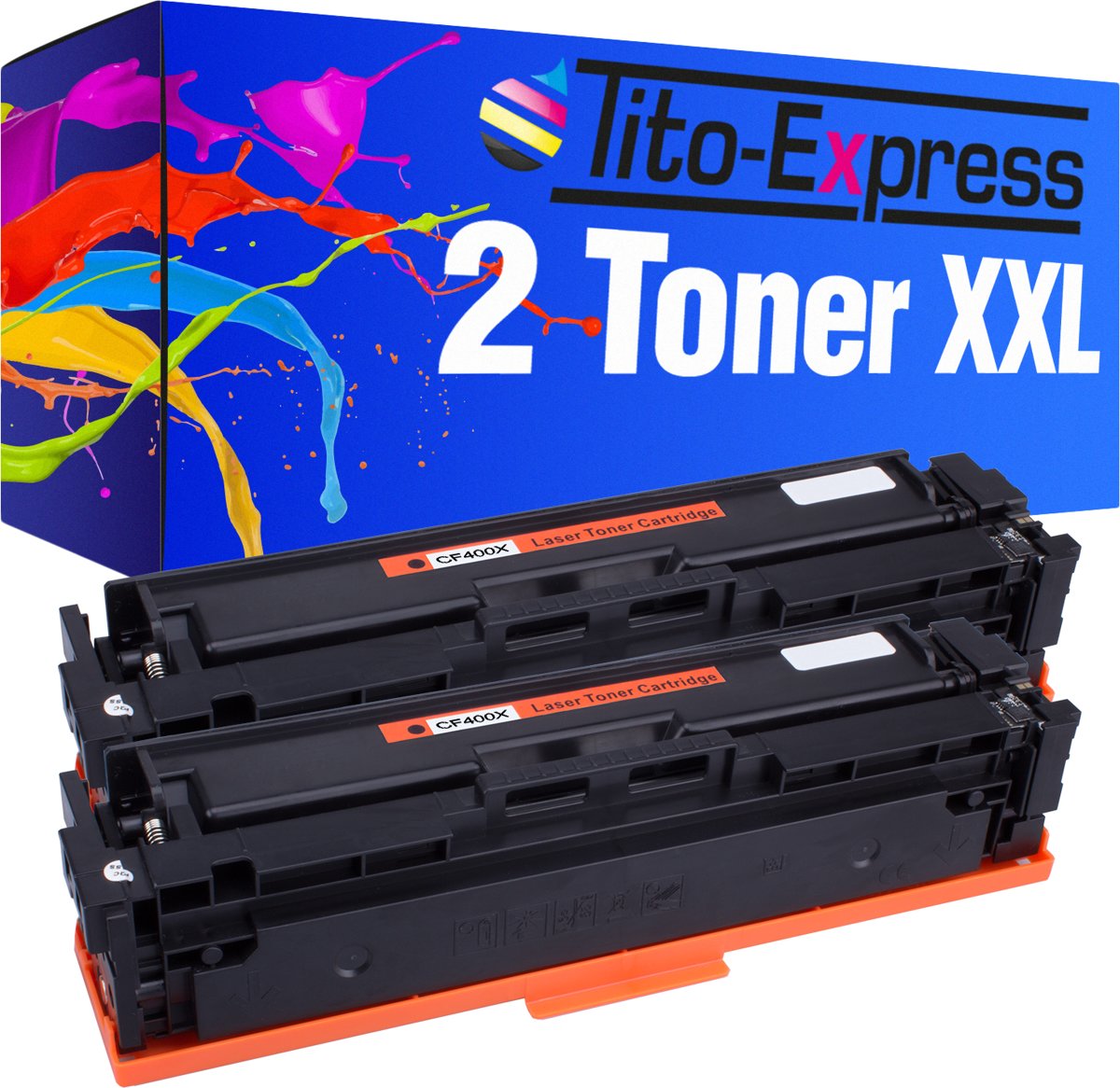 Tito-Express PlatinumSerie PlatinumSerie® 2 x toner XXL geschikt voor HP Color LaserJet Pro M250 serie M252 N CF400X/A X 201 201A zwart M 250 Series / M 252 N / M 252 DW / M 270 Series / M 274 N / M 274 DN / MFP M 277 N / MFP M 277 DW