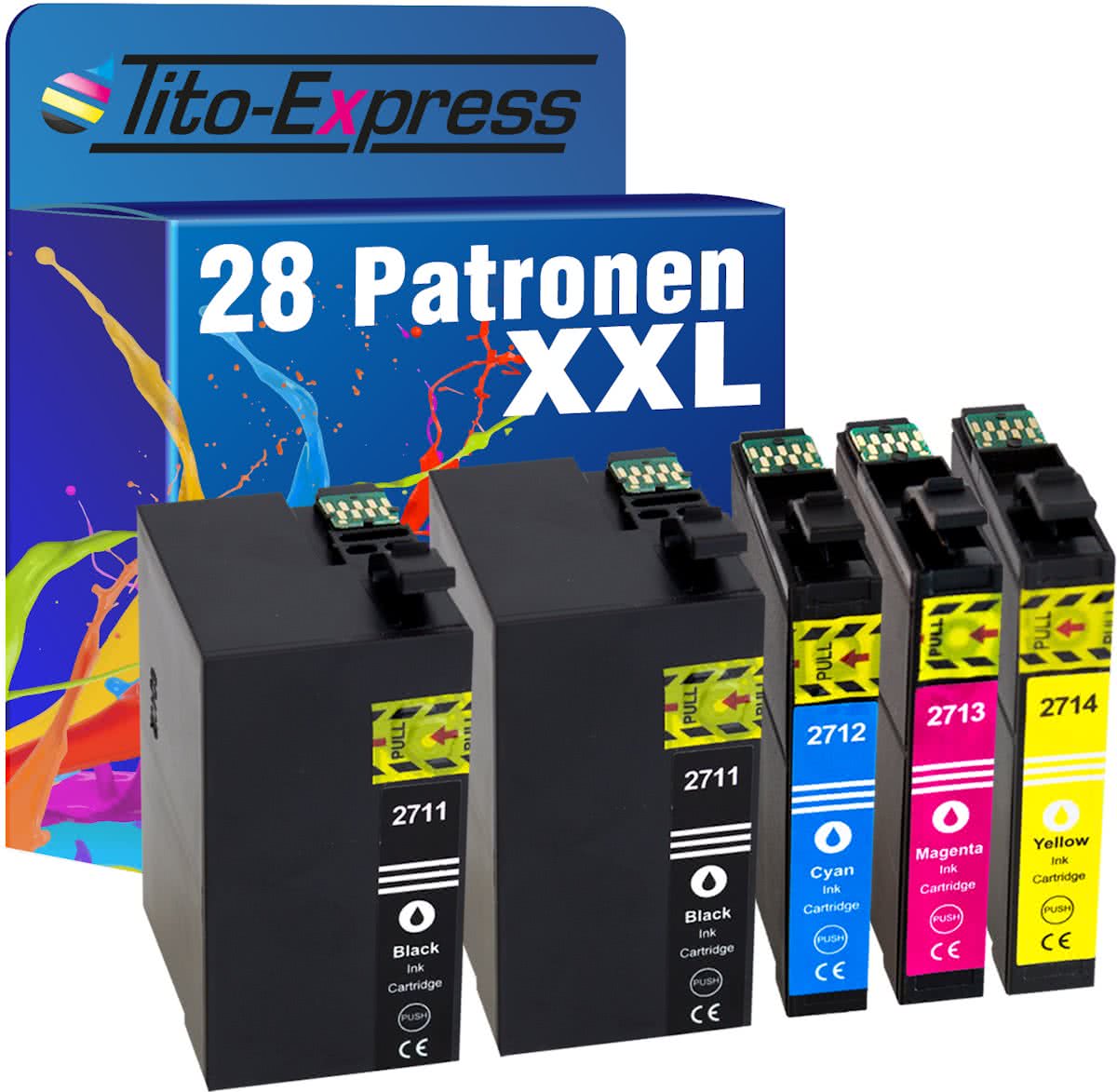 Tito-Express PlatinumSerie PlatinumSerie® 28 inktpatroon voor TE2711 TE2712 TE2713 TE2714 TE-27 XL compatibel met Epson Black Cyan Magenta Yellow