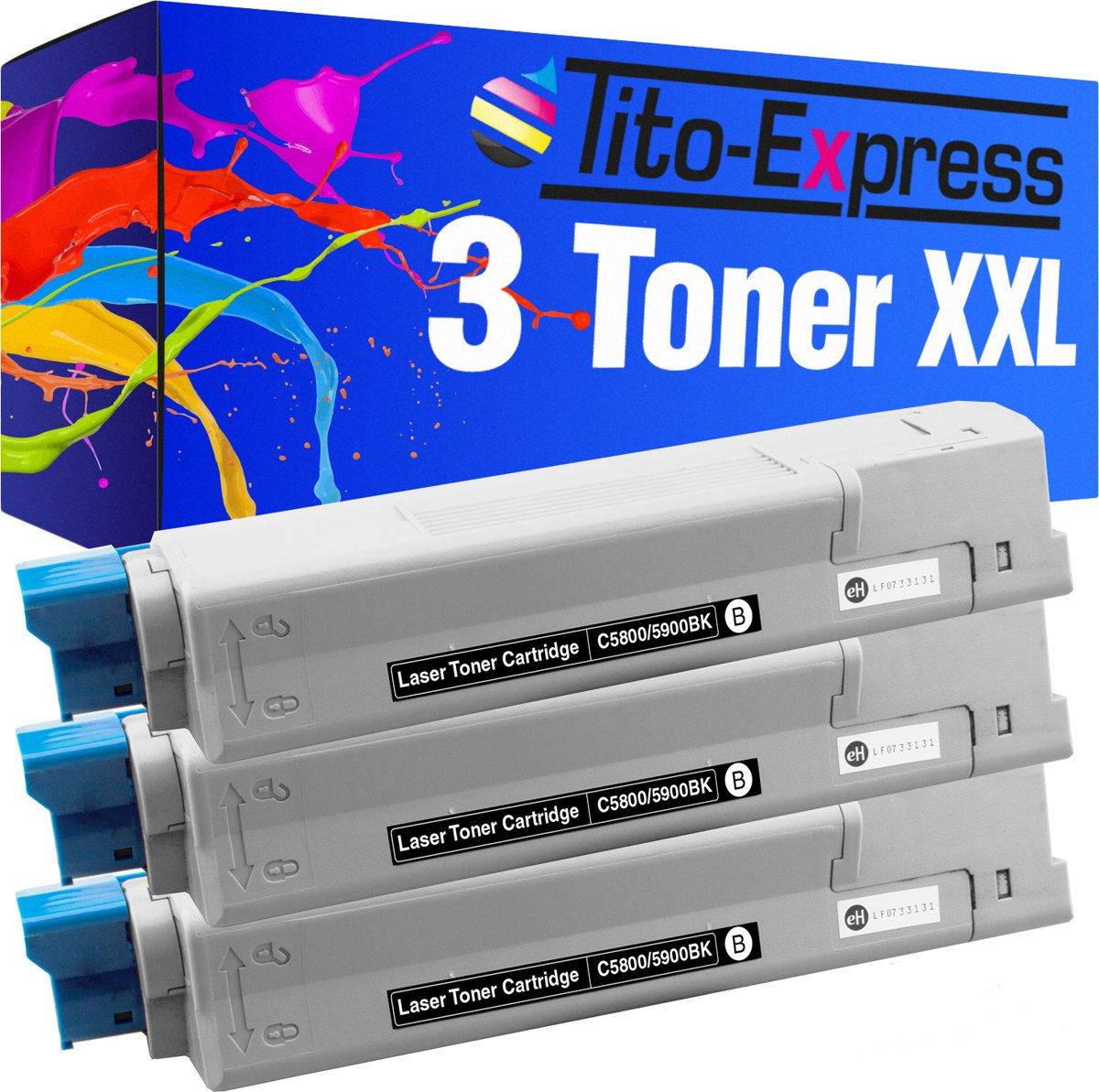 Tito-Express PlatinumSerie PlatinumSerie® 3 x tonercartridge XXL zwart voor Oki C5900 C5500 N C5550 MFP C5800 DN C5800 LDN C5800 N C5900 Oki: C5500 N / C5550 MFP / C5800 / C5800DN / C5800 LDN / C5800N / C5900 / C5900 CDTN / C5900 DN / C5900 DTN /