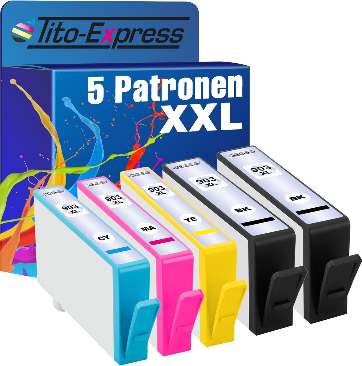 Tito-Express PlatinumSerie PlatinumSerie® 5 inktpatronen XXL compatible voor HP 903XL HP OfficeJet Pro 6860 Series / 6868 / 6950 / 6960 / 6970 / 6975