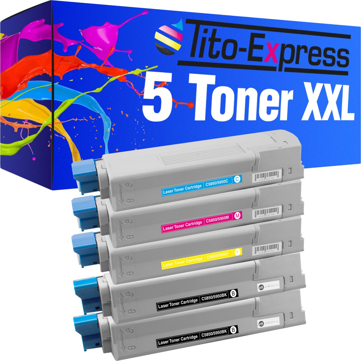 Tito-Express PlatinumSerie PlatinumSerie® 5 toner XXL voor de Oki C5850 CDTN MC560 N MC560 DN Oki: C 5850 / C 5850 DN / C 5850 N / C 5850 Series / C 5950 / C 5950 CDTN / C 5950 DN / C 5950 DTN / C 5950 N / C 5950 Series / C 6150 Series / MC 560 DN /