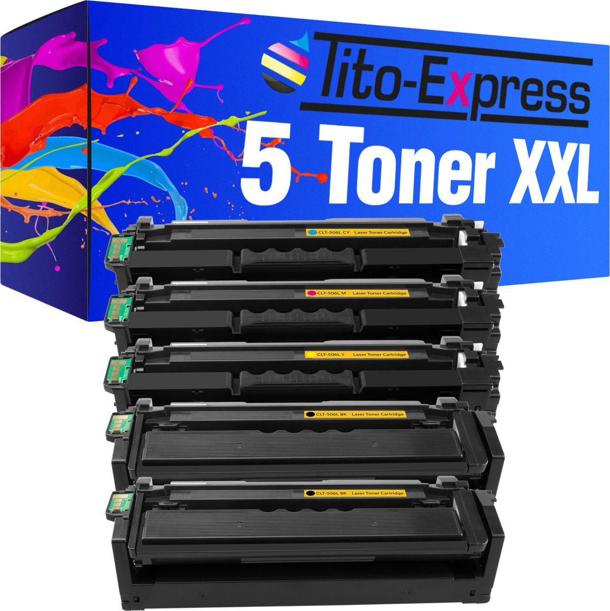 Tito-Express PlatinumSerie PlatinumSerie® 5 toner compatibel met Samsung CLT-506 L zwarte cyaan magenta geel XL Samsung: CLP-680 / CLP-680 DW / CLP-680 Series / CLP-680 ND / CLX-6260 FR / CLX-6260 FW / CLX-6260 FD / CLX-6260 ND / Premium Line: