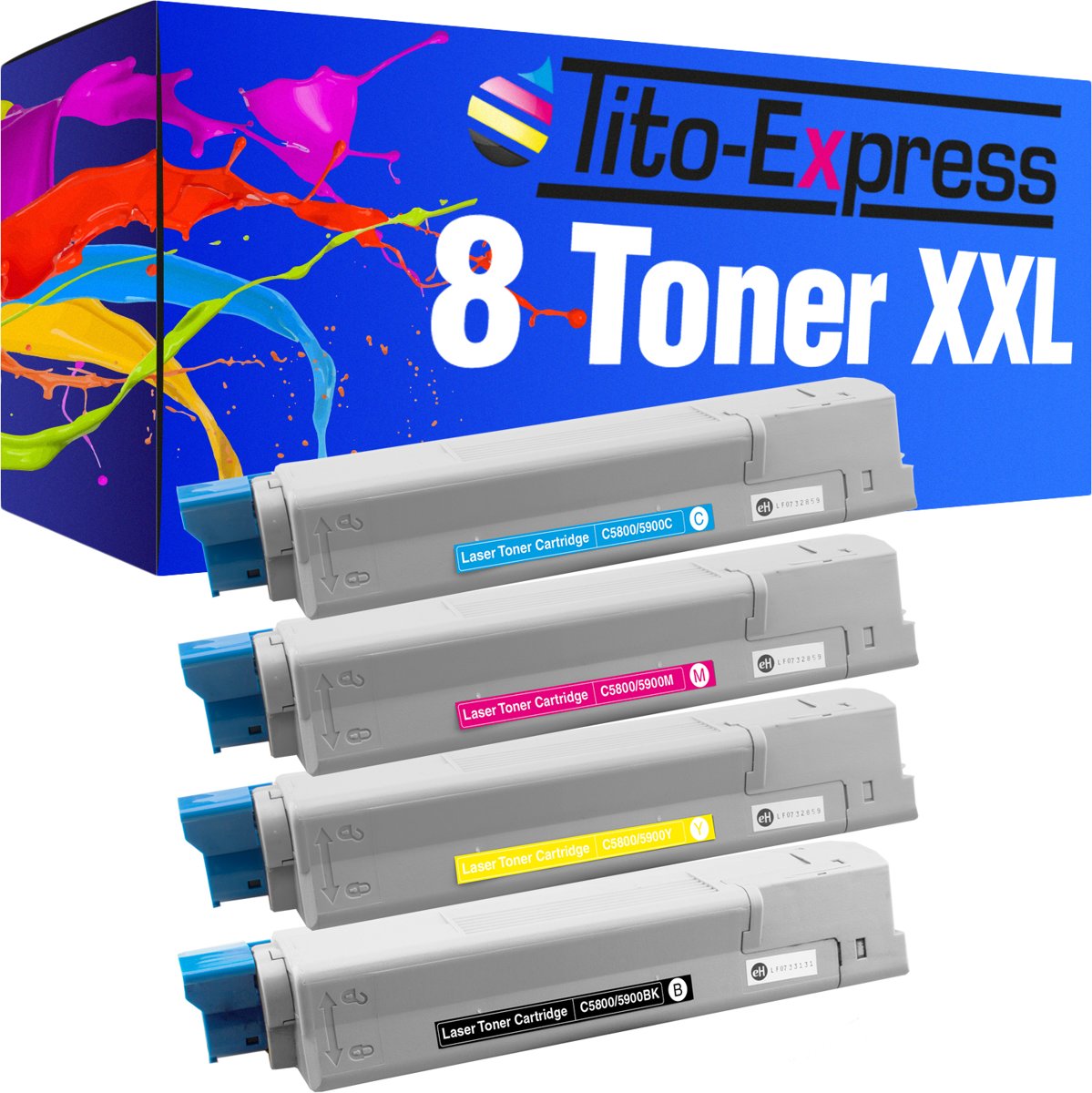 Tito-Express PlatinumSerie PlatinumSerie® 8 toner XXL voor Oki C5800 C5900 CDTN C5900 DN C5900 DTN C5900 N Oki: C5500 N / C5550 MFP / C5800 / C5800DN / C5800 LDN / C5800N / C5900 / C5900 CDTN / C5900 DN / C5900 DTN / C5900 N