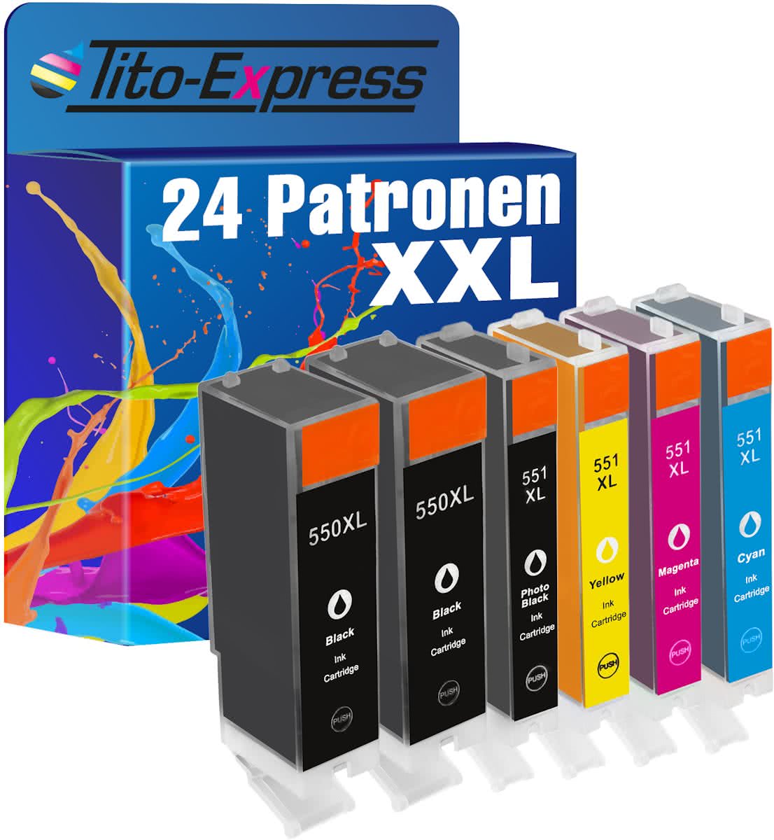 Tito-Express PlatinumSerie PlatinumSerie® Set 24x inktcartridge XXL voor Canon PGI-550XL & CLI-551XL Canon Pixma IP7250 MG5450 MG6350 MX725 MX925