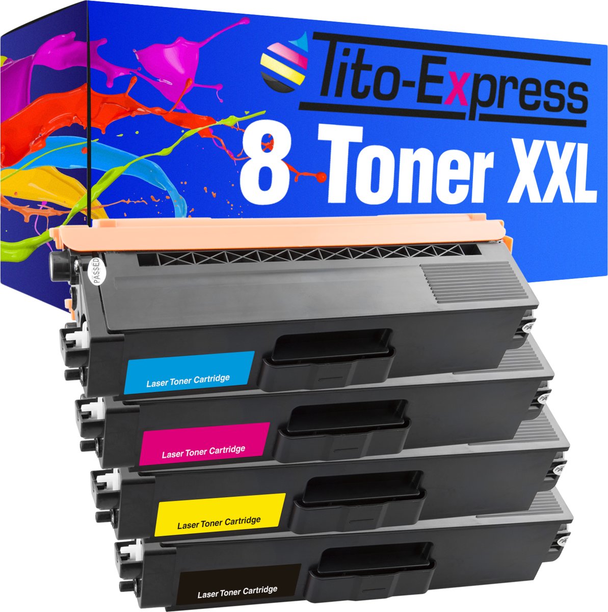 Tito-Express PlatinumSerie PlatinumSerie® set 8 XXL toner voor brother TN-325 zwart cyaan magenta geel Brother DCP-9055 CDN / DCP-9270 CDN / HL-4100 Series / HL-4140 CN / HL-4150 CDN / HL-4500 Series / HL-4570 CDW / HL-4570 CDWT / MFC-9460 CDN /