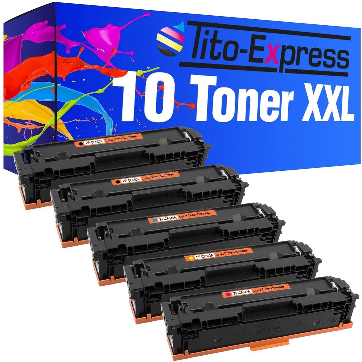 Tito-Express PlatinumSerie® 10 x toners alternatief voor HP CF540A 543A 203A