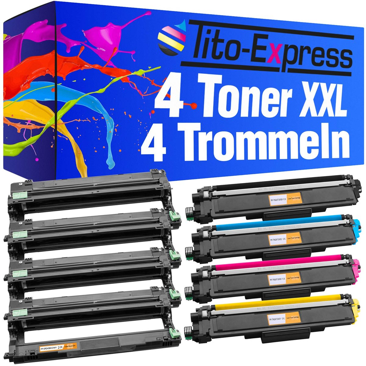 Tito-Express PlatinumSerie® 4 x Drum zwart & 4 x toner zwart met kleur alternatief voor Brother DR-243 & TN-243/TN-247