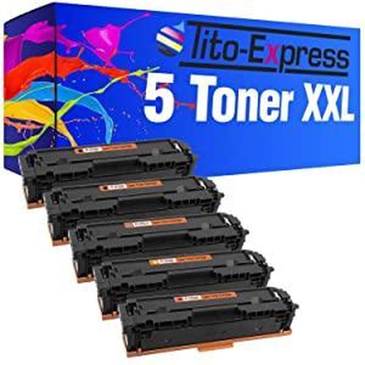 Tito-Express PlatinumSerie® 5 x toner alternatief voor HP CF540X-CF541X-CF542X-CF543X