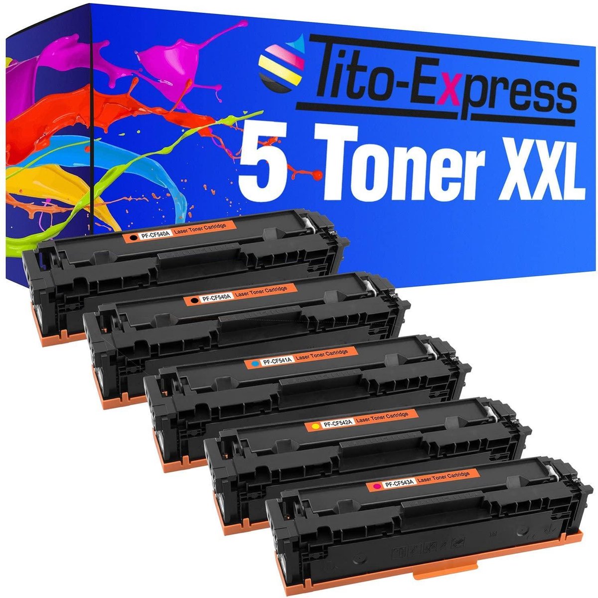 Tito-Express PlatinumSerie® 5 x toners alternatief voor HP CF540A 543A 203A