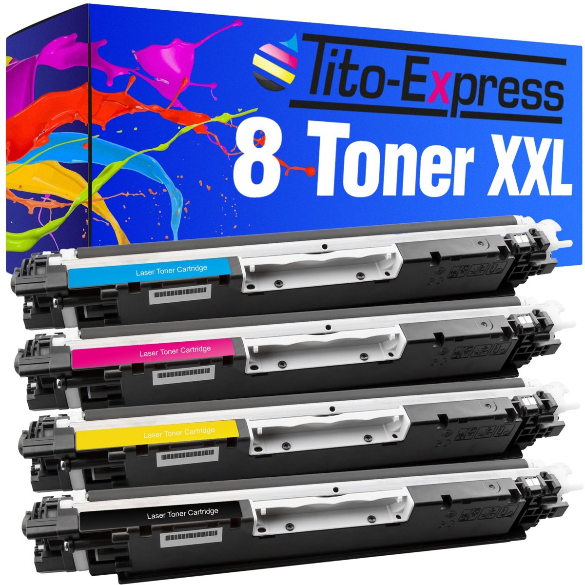 Tito-Express Platinumserie 8x Toner XXL alternatief voor HP CE310A-CE313A 126A