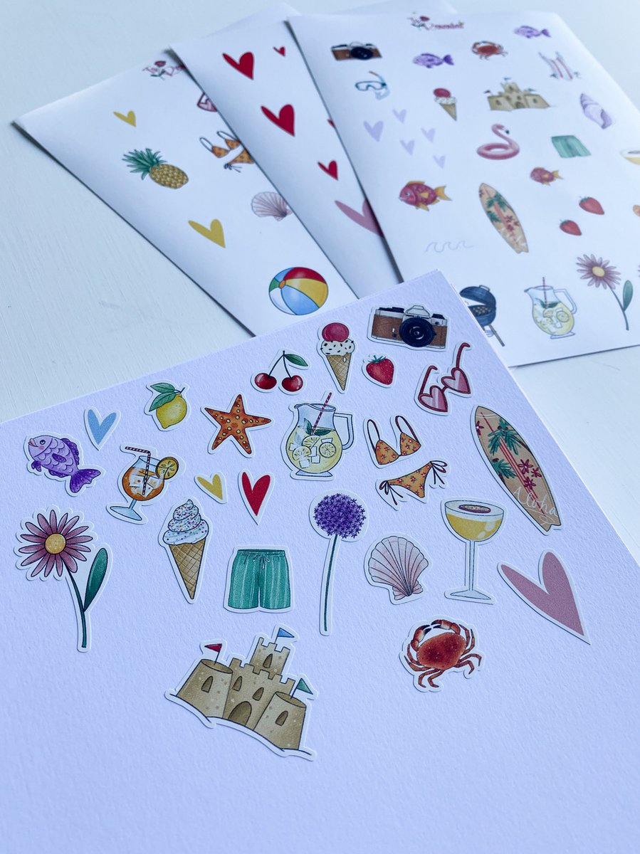 Bullet journal stickers - 88 zomer contour stickers - stickers volwassenen - Bullet journal accesoires - scrapbook stickers -stickervellen - bullet journal producten - cadeau - Laptop stickers - Vakantie stickers