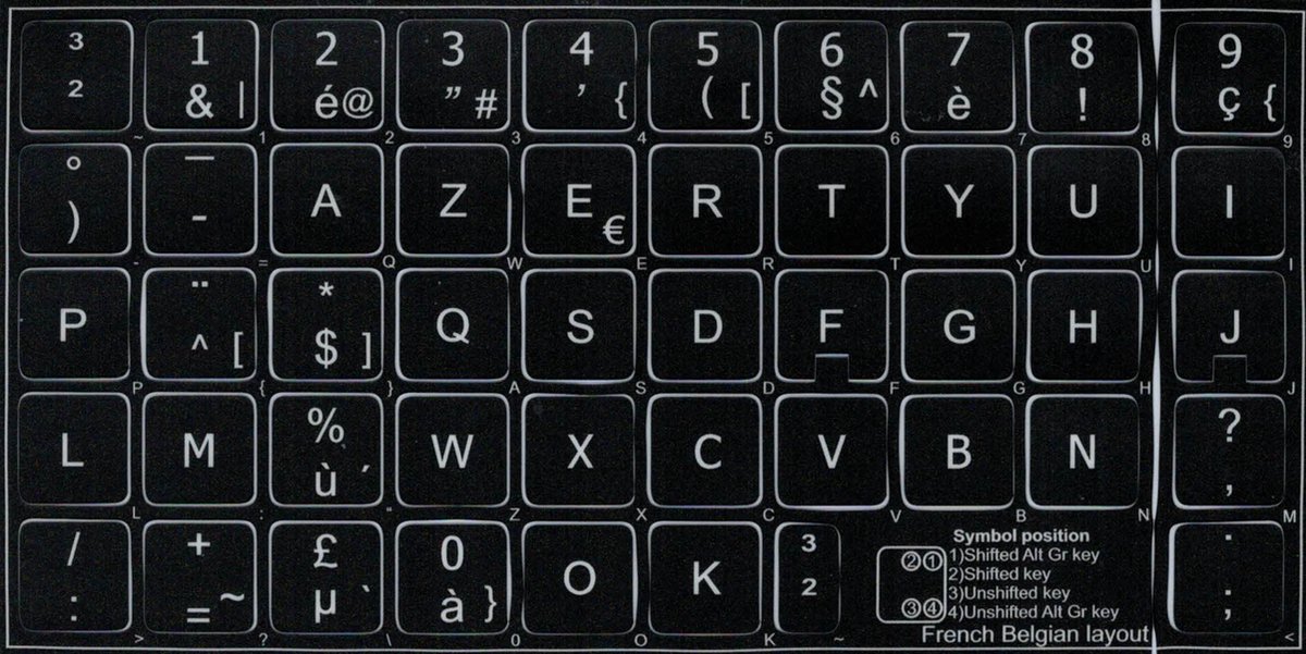 Azerty Keyboard Sticker Belgisch Zwart (14mm X 14mm)