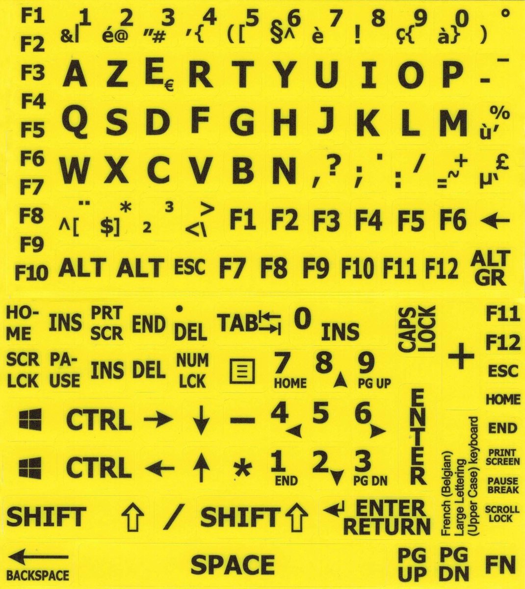 Azerty Low Vision Geel met Zwarte Letters (voor slechtzienden)