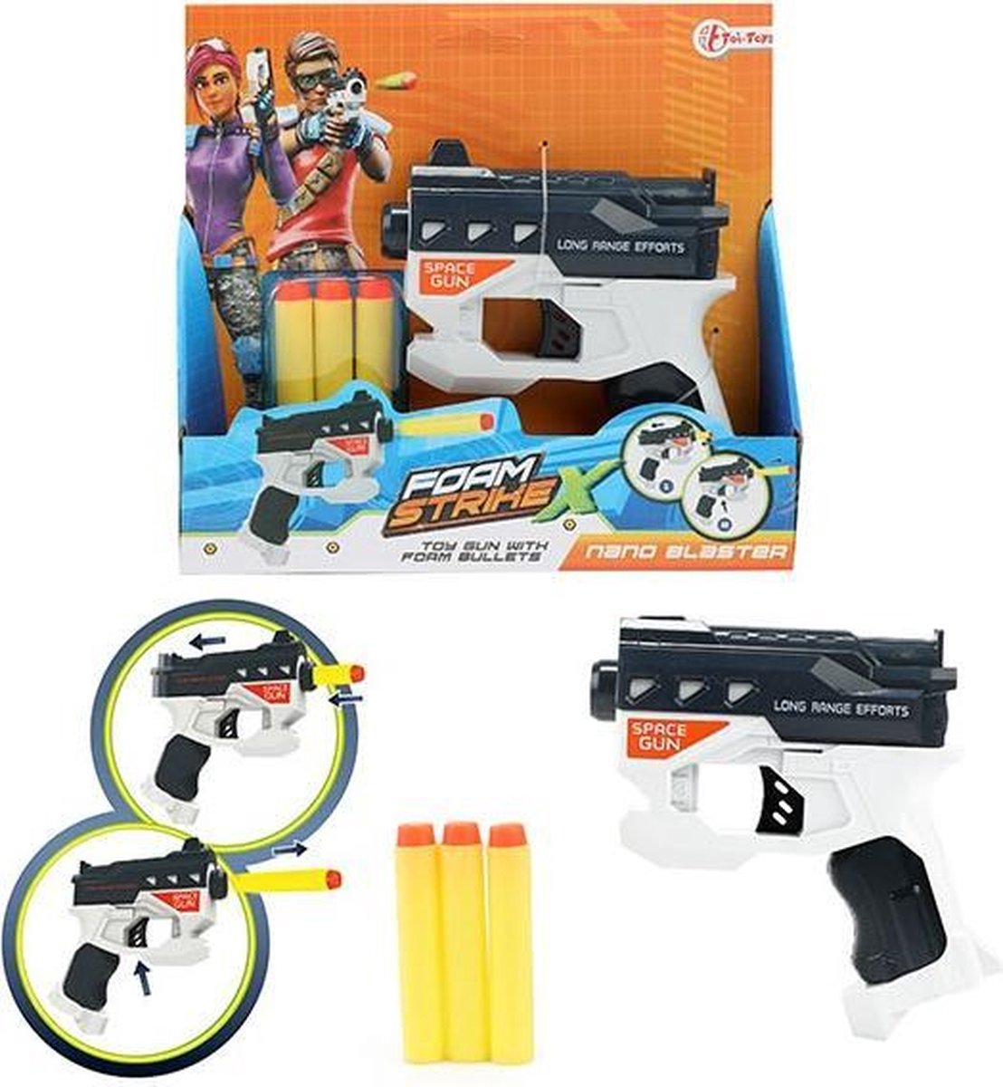 FOAM STRIKEX Pistool White S +3 foampijlen