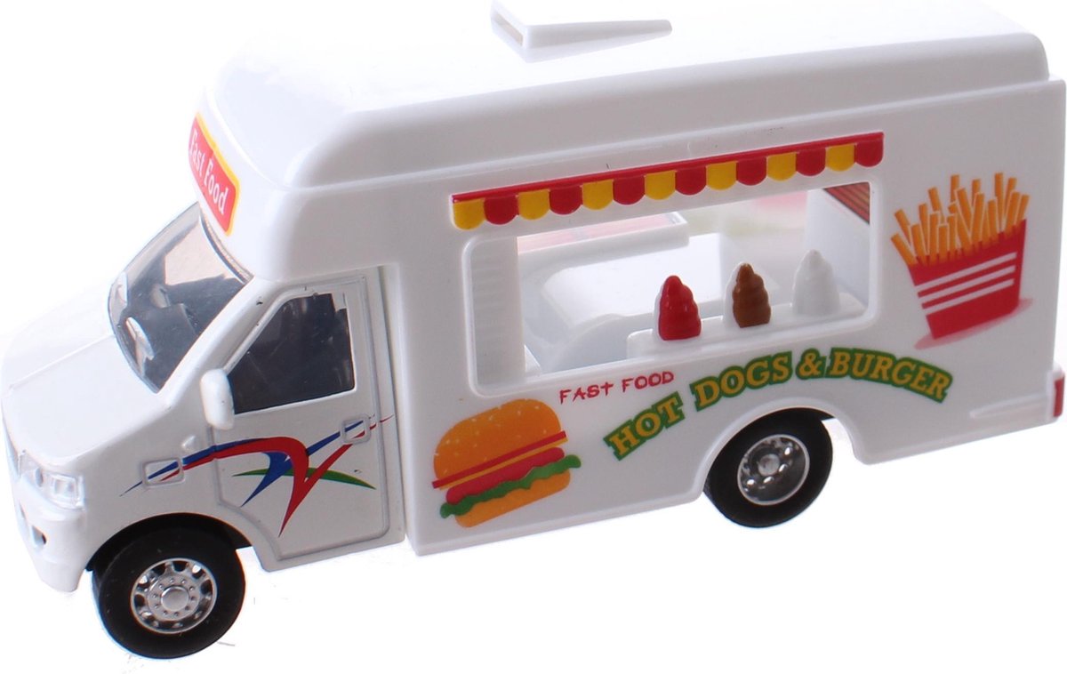 Food Truck Metal Pull Back (Wit) 12 cm Toi-Toys - Modelauto - Schaalmodel - Model auto