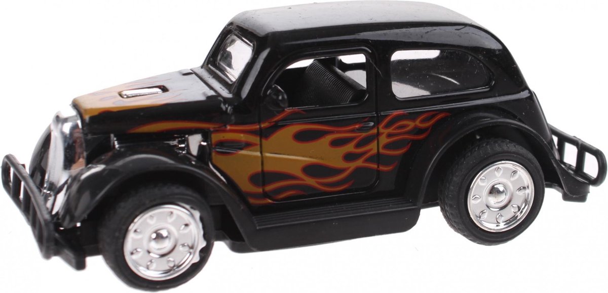 Hot Rod Auto Metal Pull Back (Zwart) 9 cm Toi Toys - Modelauto - Schaalmodel - Model auto