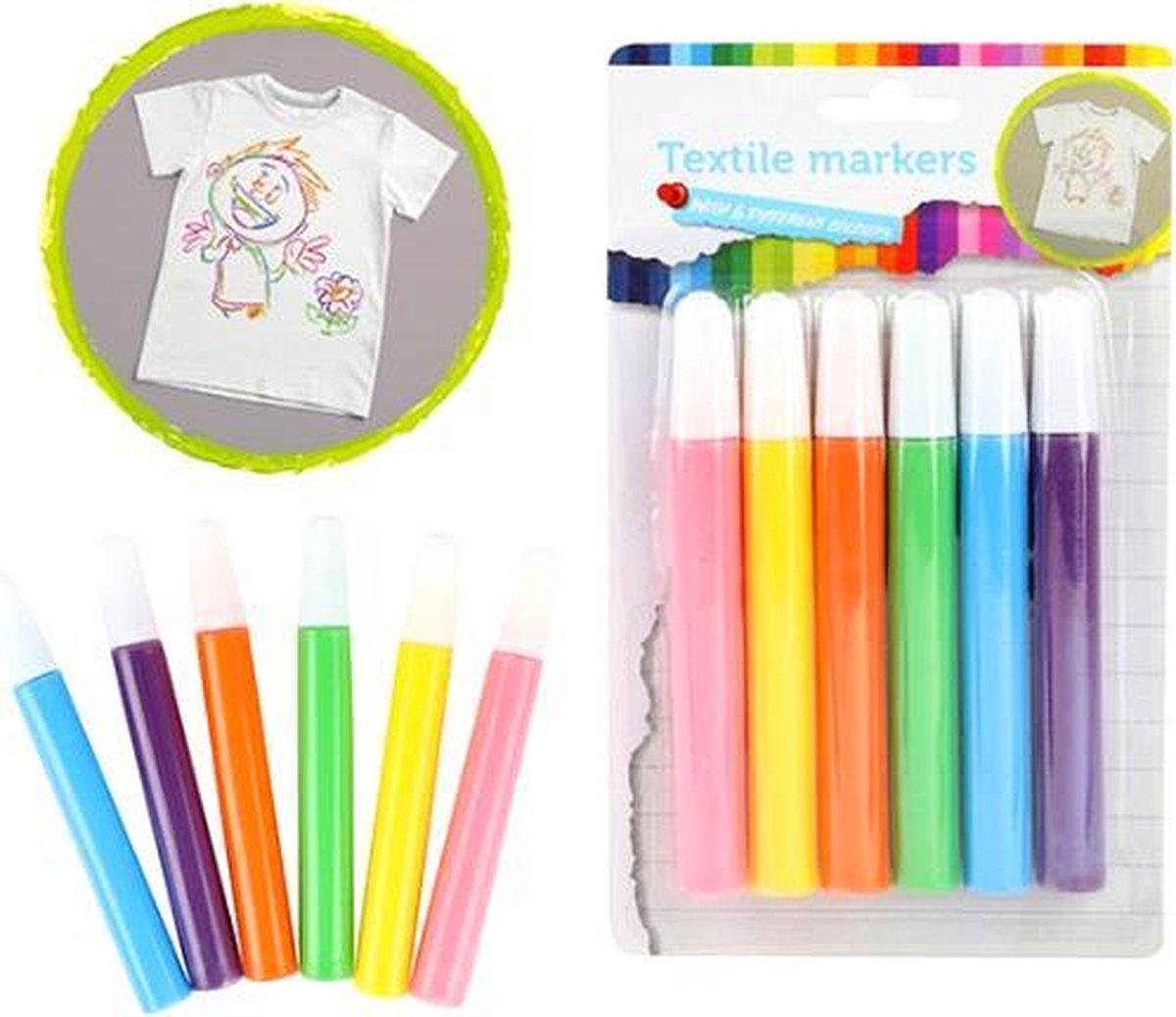 Textielstiften - Sticks – Textielstiften voor kinderen – Textielverf – Oranje – Blauw – Groen – Roze – Paint Markers – Verfstiften – Tropical – Stiften Kinderen