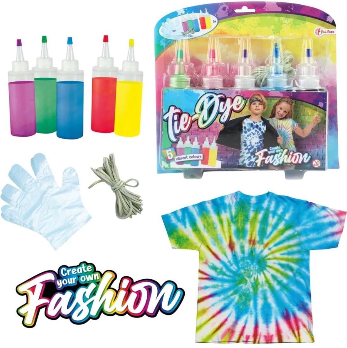 Tie-Dye Startersset - 5 kleuren - Elastiek - Handschoenen