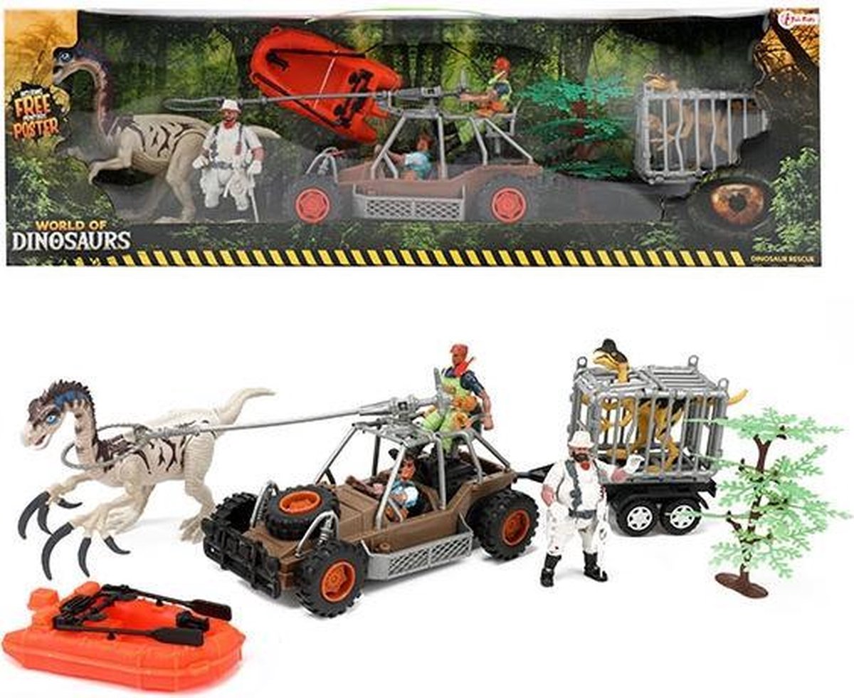 WORLD OF DINOSAURS Speelset XL -jeep+dinos+boot