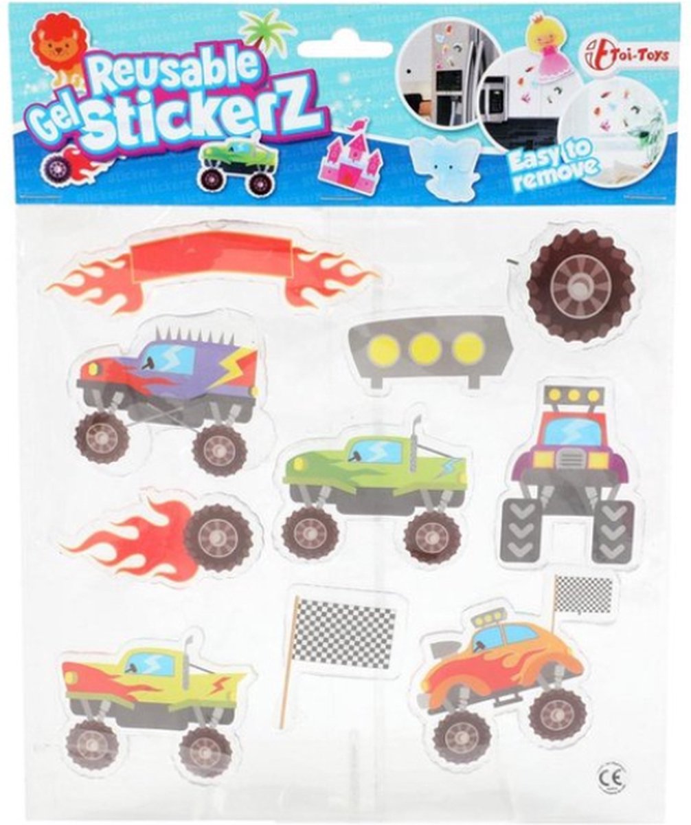 Herbruikbare Raamstickers Autos - Voertuigen - Trucks - Monstertrucks - Sticker voor Kinderen - Gelstickers - Autostickers - Deur Stickers - Creatief - Reizen - Jongen - Meisje