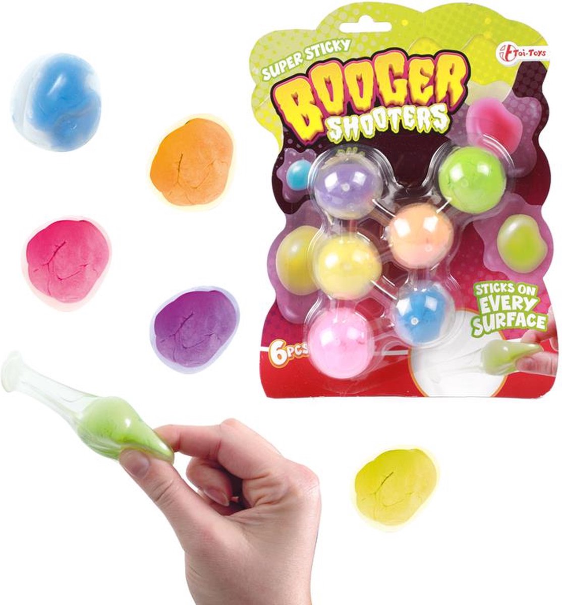 Toi Toys - Vingerkatapult Super sticky Booger shooters - 6 op kaart