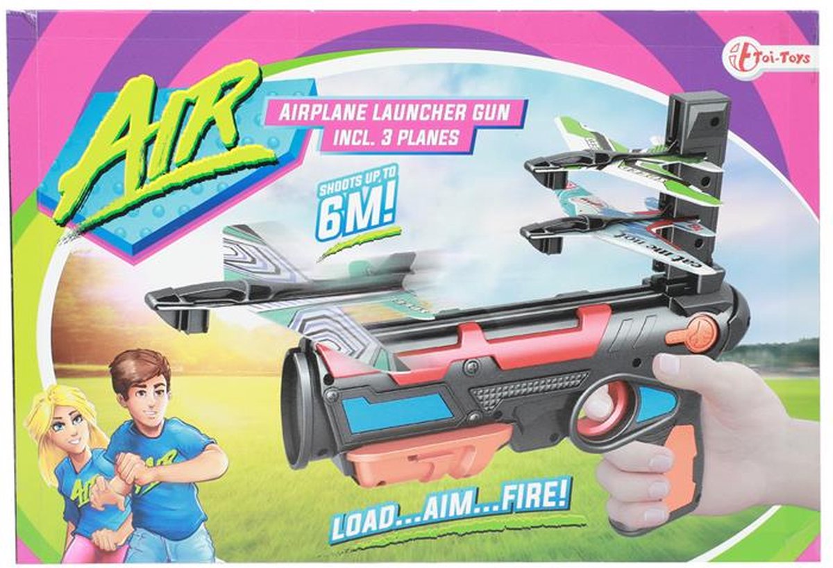 Toi Toys AIR Pistool Vliegtuigafschieter met 3 vliegtuigjes