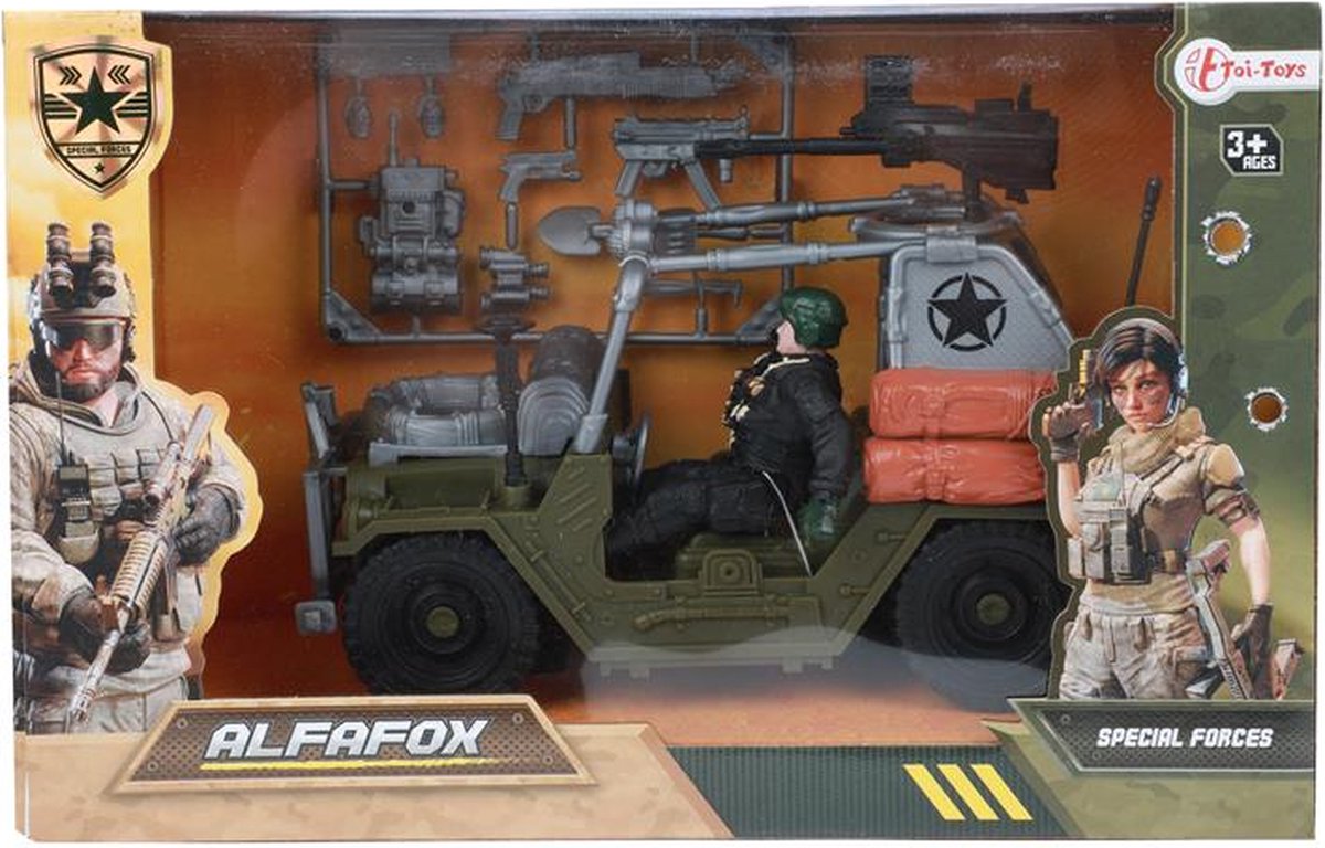 Toi Toys Alfafox Militair Speelset Jeep met accessoires