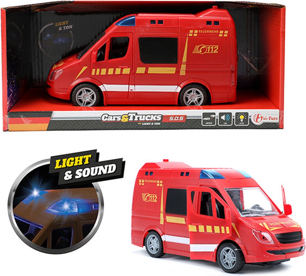 Toi Toys Brandweerbus (Duitse versie) frictie met licht en geluid