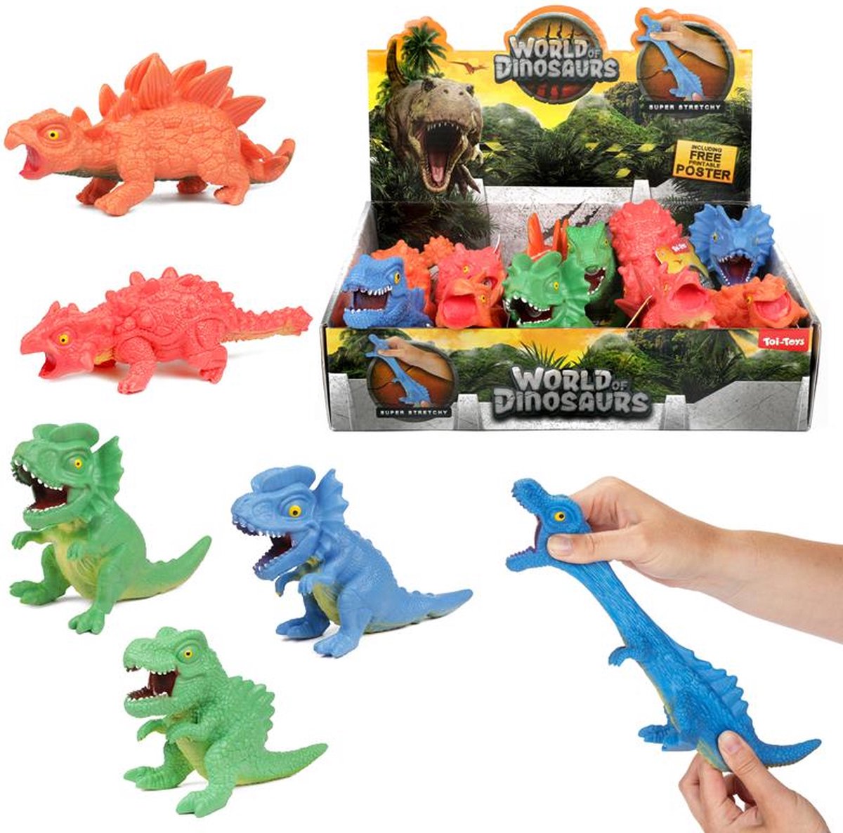 Toi Toys World of Dinosaurs Kneeddino rekbaar