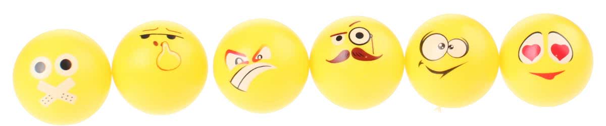 Toi-toys Bier Pong Ballen Met Emoji 6 Stuks 4 Cm Geel