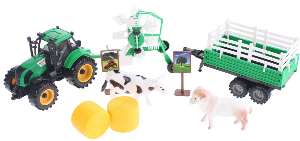 Toi-toys Boerderij Speelset Groene Tractor Met Kar