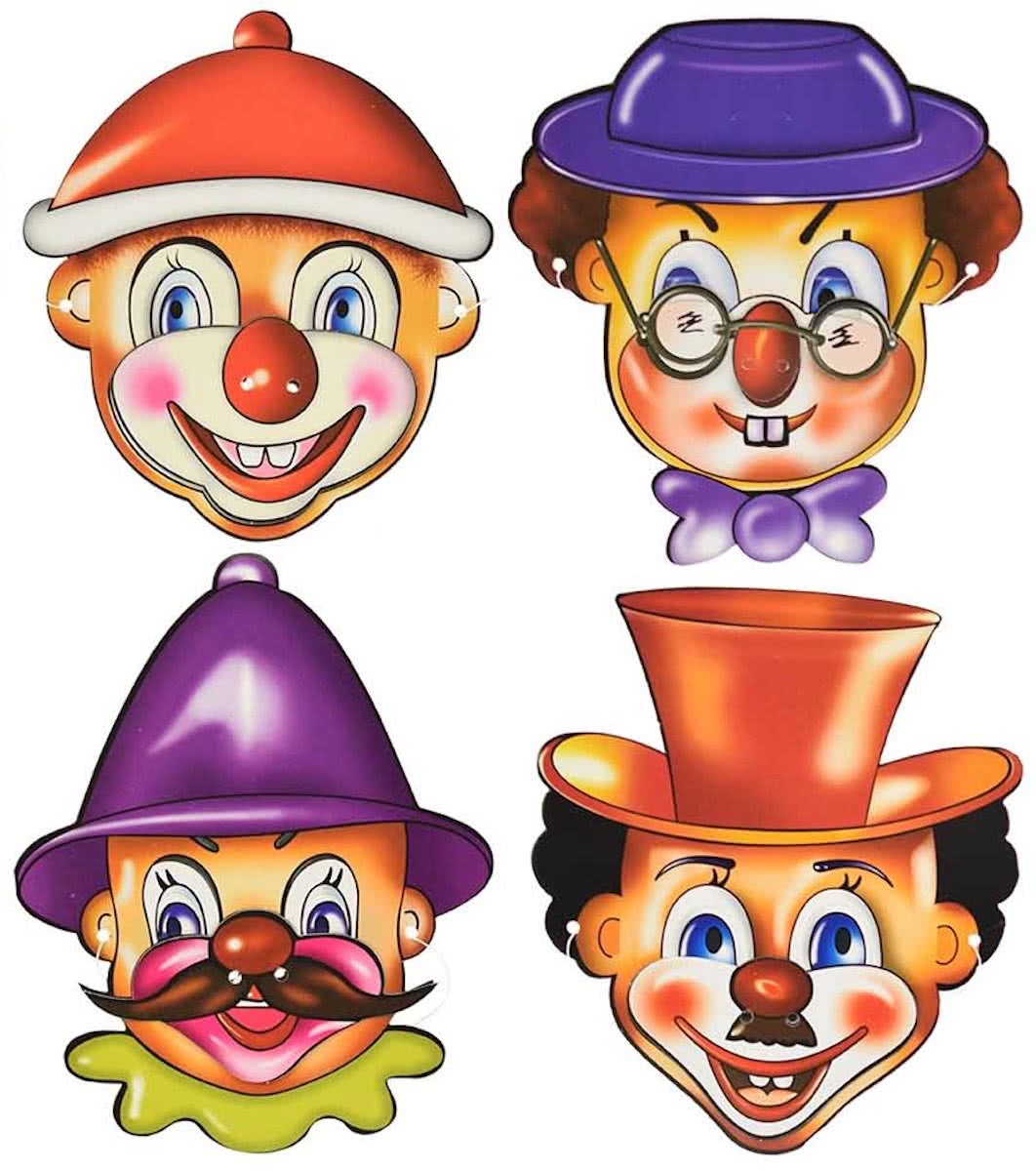 Toi-toys Feestmaskers Clown 4 Stuks