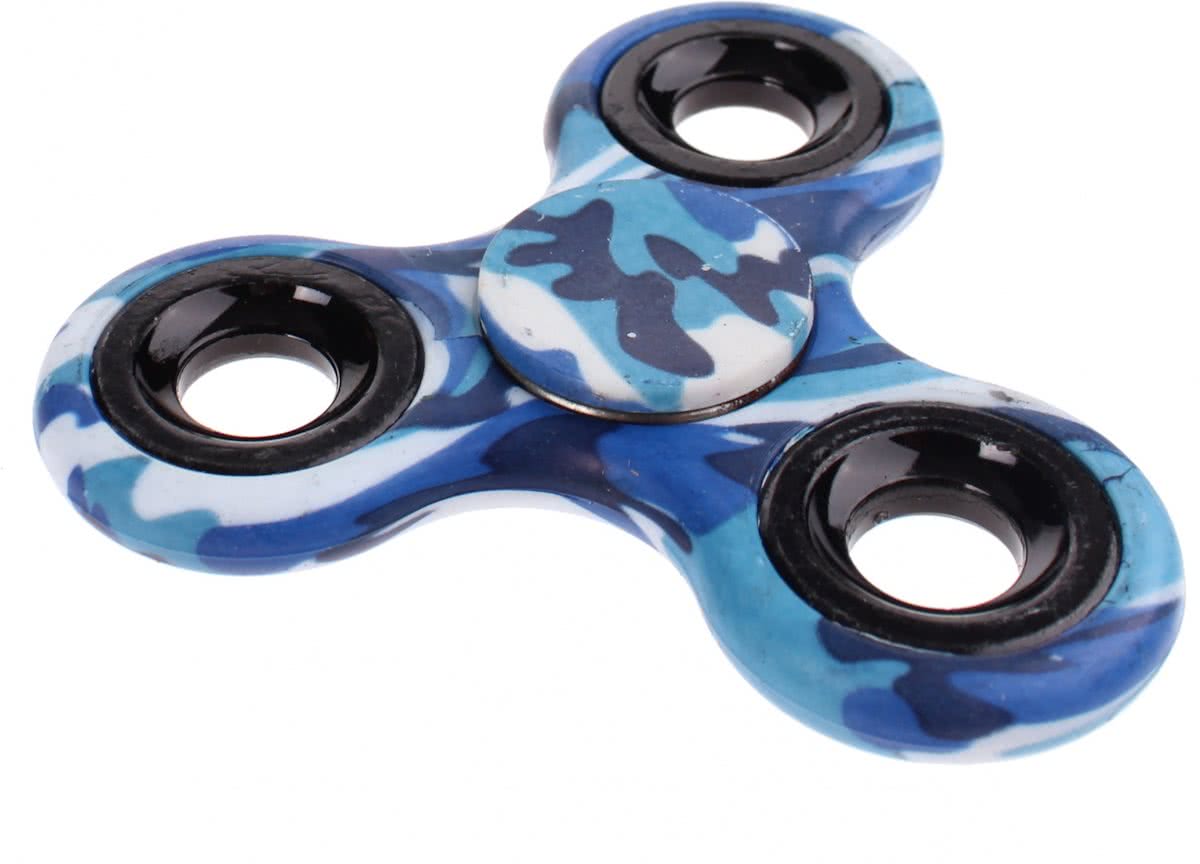 Toi-toys Fidget Spinner Blauw Print 8 Cm