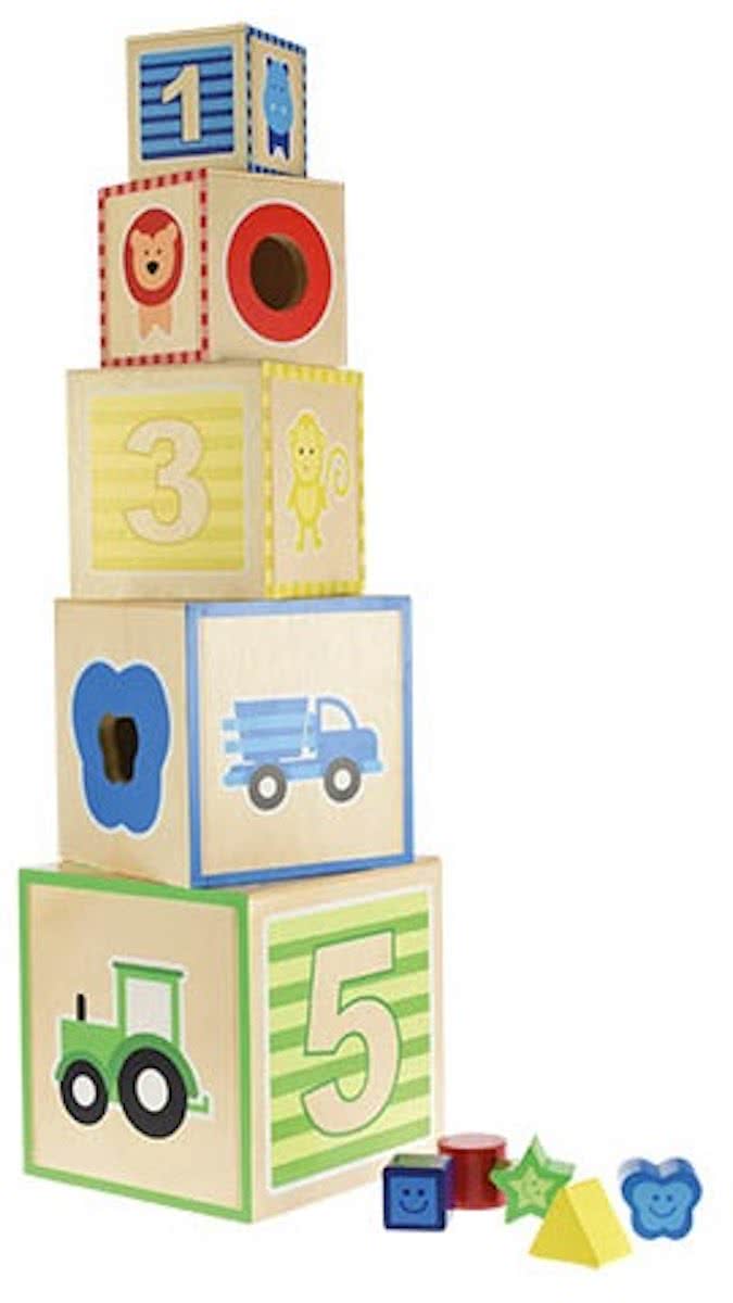 Toi-toys Houten Stapeltoren Met Vormenstoof 15 Cm 10- Delig