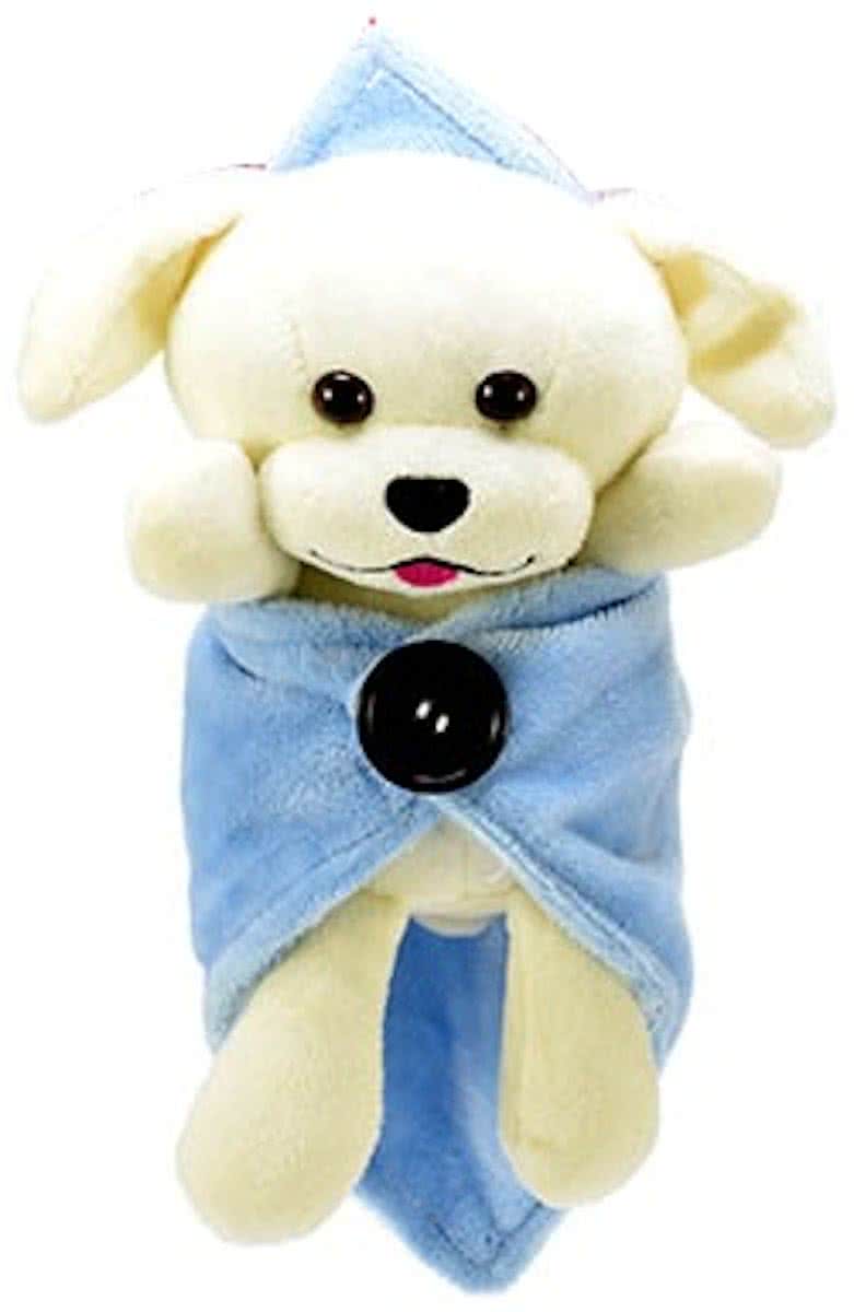 Toi-toys Knuffel Hond In Een Dekentje 25 Cm Blauw