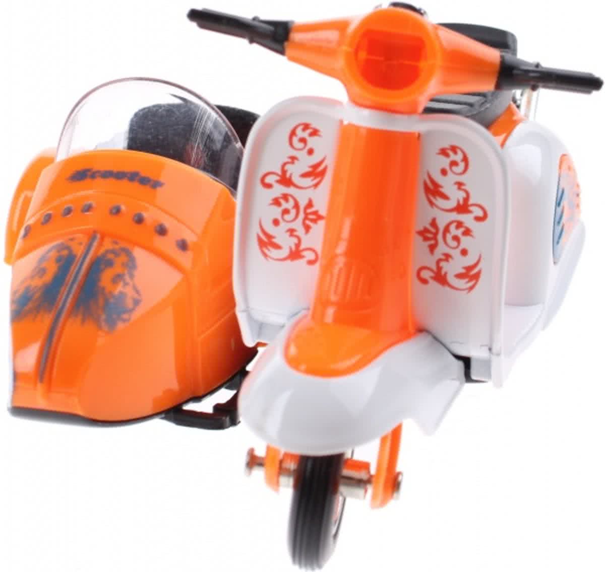 Toi-toys Scooter Met Zijspan Diecast 12 X 9 X 7 Cm Oranje